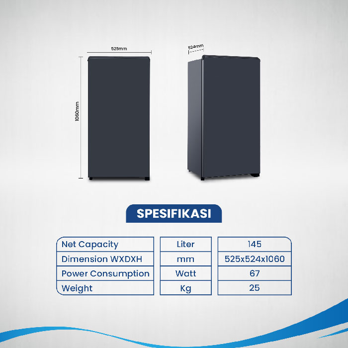Aqua Kulkas One Door Satu Pintu 145 L - AQR-D185 | AQR-D185 MDS